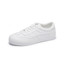 Load image into Gallery viewer, HOT Women Sneakers 2019 Fashion Breathble Vulcanized Shoes Women Pu leather Platform Shoes Women Lace up Casual Shoes White