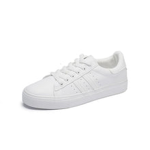 Load image into Gallery viewer, HOT Women Sneakers 2019 Fashion Breathble Vulcanized Shoes Women Pu leather Platform Shoes Women Lace up Casual Shoes White