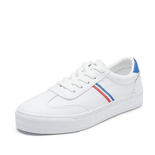 Load image into Gallery viewer, HOT Women Sneakers 2019 Fashion Breathble Vulcanized Shoes Women Pu leather Platform Shoes Women Lace up Casual Shoes White
