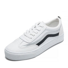 Load image into Gallery viewer, HOT Women Sneakers 2019 Fashion Breathble Vulcanized Shoes Women Pu leather Platform Shoes Women Lace up Casual Shoes White
