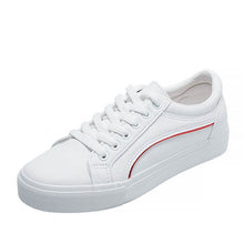 Load image into Gallery viewer, HOT Women Sneakers 2019 Fashion Breathble Vulcanized Shoes Women Pu leather Platform Shoes Women Lace up Casual Shoes White