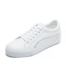 Load image into Gallery viewer, HOT Women Sneakers 2019 Fashion Breathble Vulcanized Shoes Women Pu leather Platform Shoes Women Lace up Casual Shoes White