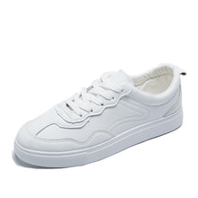 Load image into Gallery viewer, HOT Women Sneakers 2019 Fashion Breathble Vulcanized Shoes Women Pu leather Platform Shoes Women Lace up Casual Shoes White