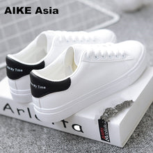 Load image into Gallery viewer, HOT Women Sneakers 2019 Fashion Breathble Vulcanized Shoes Women Pu leather Platform Shoes Women Lace up Casual Shoes White
