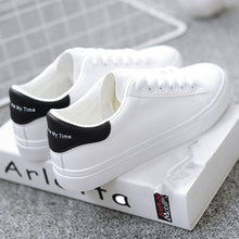 Load image into Gallery viewer, HOT Women Sneakers 2019 Fashion Breathble Vulcanized Shoes Women Pu leather Platform Shoes Women Lace up Casual Shoes White
