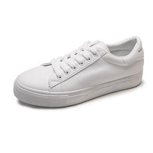 Load image into Gallery viewer, HOT Women Sneakers 2019 Fashion Breathble Vulcanized Shoes Women Pu leather Platform Shoes Women Lace up Casual Shoes White