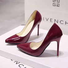 Load image into Gallery viewer, Plus Size 34-44 Hot Women Shoes Pointed Toe Pumps Patent Leather Dress High Heels Boat Wedding Zapatos Mujer Blue Wine Red