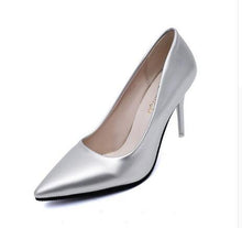 Load image into Gallery viewer, Plus Size 34-44 Hot Women Shoes Pointed Toe Pumps Patent Leather Dress High Heels Boat Wedding Zapatos Mujer Blue Wine Red