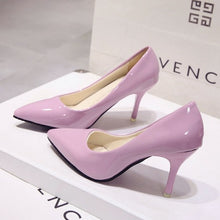 Load image into Gallery viewer, Plus Size 34-44 Hot Women Shoes Pointed Toe Pumps Patent Leather Dress High Heels Boat Wedding Zapatos Mujer Blue Wine Red