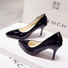 Load image into Gallery viewer, Plus Size 34-44 Hot Women Shoes Pointed Toe Pumps Patent Leather Dress High Heels Boat Wedding Zapatos Mujer Blue Wine Red