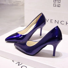 Load image into Gallery viewer, Plus Size 34-44 Hot Women Shoes Pointed Toe Pumps Patent Leather Dress High Heels Boat Wedding Zapatos Mujer Blue Wine Red